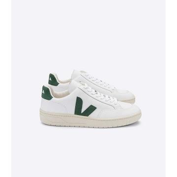 Veja V-12 LEATHER Sneakers Dames White/Green | NL 671KOR